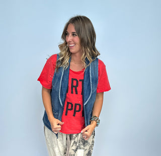Jaded Gypsy Spellbound Chambray Vest – Artisanal Denim Boho Layer