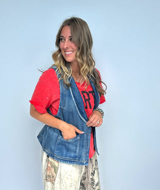 Jaded Gypsy Spellbound Chambray Vest – Artisanal Denim Boho Layer
