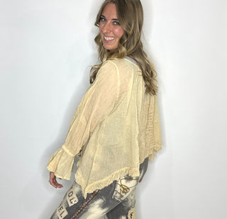 Jaded Gypsy Celestial Drift | Boho Crochet Cotton Blouse