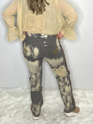 Jaded Gypsy Full of Love Bushel & Peck Artisanal Lace Denim – Vintage Black