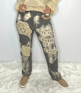 Jaded Gypsy Full of Love Bushel & Peck Artisanal Lace Denim – Vintage Black