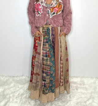 Harvest Path Patchwork Maxi Skirt | Artisanal Cotton by Jaded Gypsy