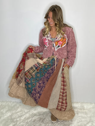 Harvest Path Patchwork Maxi Skirt | Artisanal Cotton by Jaded Gypsy