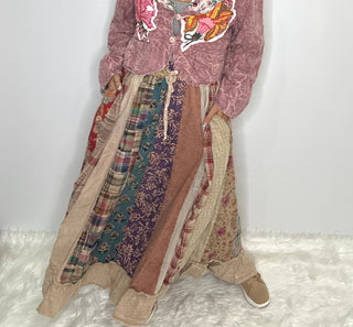 Harvest Path Patchwork Maxi Skirt | Artisanal Cotton by Jaded Gypsy