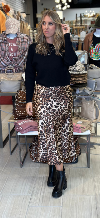 Leopard Midi Pencil Skirt
