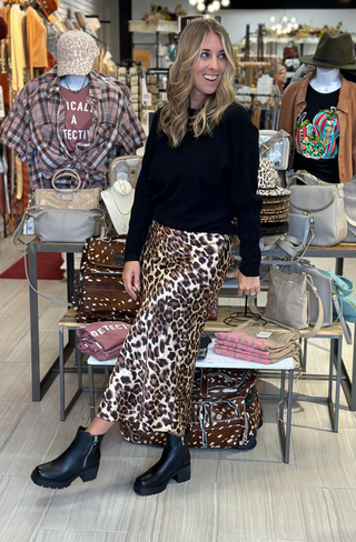 Leopard Midi Pencil Skirt