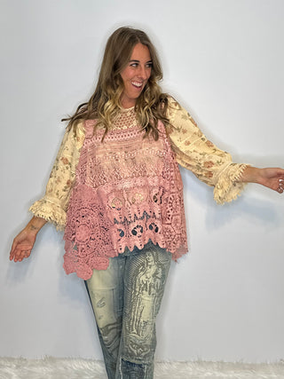 Jaded Gypsy: Forever Timeless Artisan Crochet Tank — Rose Quartz