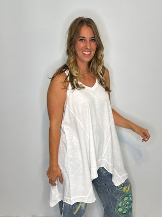 Jaded Gypsy Beyond the Moon Tank in Parchment | Luxury Vintage Cotton Tunic