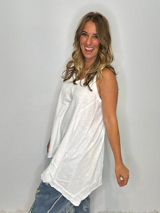 Jaded Gypsy Beyond the Moon Tank in Parchment | Luxury Vintage Cotton Tunic