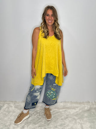 The Beyond the Moon Artisan Cotton Tank | Vintage Mustard by Jaded Gypsy