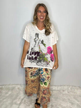 Love Rule Artisanal Weathered Cotton Tee by Jaded Gypsy