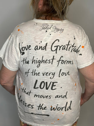Love Rule Artisanal Weathered Cotton Tee by Jaded Gypsy