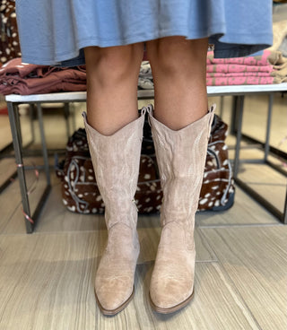 Headliner - Sand Faux Suede Boots - White Lily Boutique