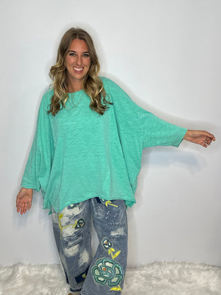 Jaded Gypsy Be Free Top: Artisanal Oversized Cotton in Vintage Island Berry