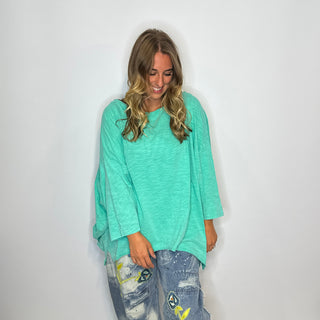 Jaded Gypsy Be Free Top: Artisanal Oversized Cotton in Vintage Island Berry