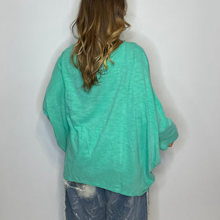 Jaded Gypsy Be Free Top: Artisanal Oversized Cotton in Vintage Island Berry