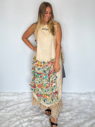Jaded Gypsy | Ruffle Up High-Lo Cotton Top - Parchment Floral - Reversible
