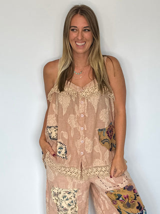 Jaded Gypsy Sweet Meadows Designer Lace Tank | 100% Cotton Boho Luxe
