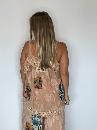 Jaded Gypsy Sweet Meadows Designer Lace Tank | 100% Cotton Boho Luxe