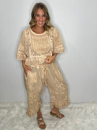 Jaded Gypsy Softly Worn Eyelet Bloomers - Oatmeal