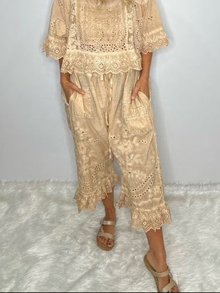 Jaded Gypsy Softly Worn Eyelet Bloomers - Oatmeal