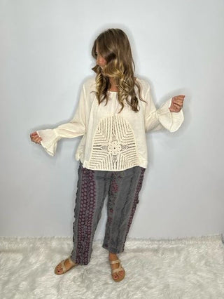 Jaded Gypsy Celestial Drift Artisan Blouse – Parchment Cotton