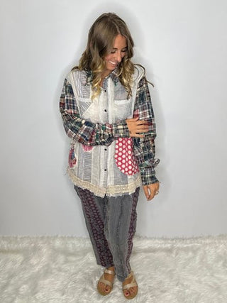 Star Dreamer Moon Thread Cotton Shirt | Artisanal Patchwork By Jaded Gypsy