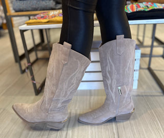 Headliner - Sand Faux Suede Boots - White Lily Boutique