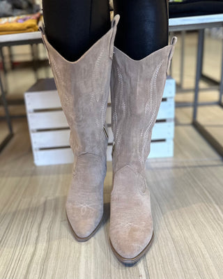 Headliner - Sand Faux Suede Boots - White Lily Boutique