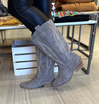 Headliner - Light Grey Faux Suede Boot - White Lily Boutique