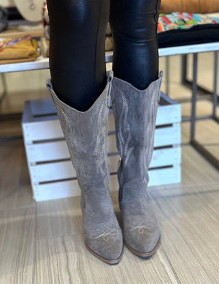 Headliner - Light Grey Faux Suede Boot - White Lily Boutique