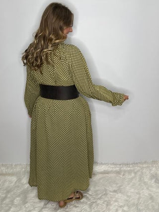 Jaded Gypsy Sweet Nothings Maxi: Artisanal Olive Dot Shirt Dress