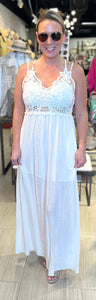 Boho Crochet Maxi Dress in Off-White