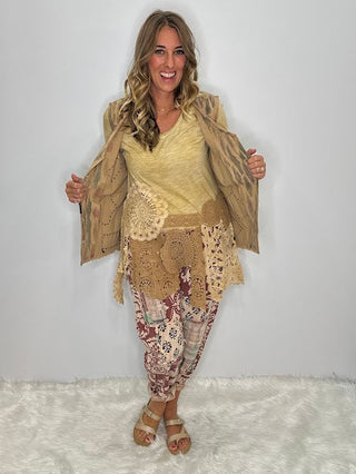 The Squared Away Lace Crochet Top in Oatmeal by Jaded Gypsy