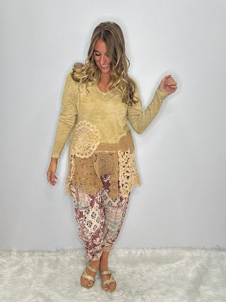 The Squared Away Lace Crochet Top in Oatmeal by Jaded Gypsy
