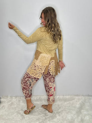 The Squared Away Lace Crochet Top in Oatmeal by Jaded Gypsy