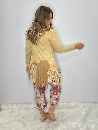 The Squared Away Lace Crochet Top in Oatmeal by Jaded Gypsy