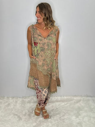 Wildflower Stroll Dress: Artisanal Cotton Patchwork by Jaded Gypsy