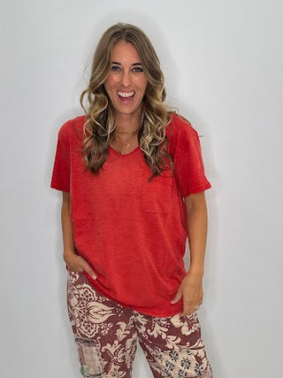 Moon Dance V-Neck Tee - Watermelon - Jaded Gypsy