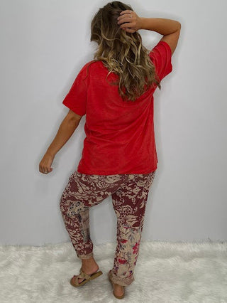 Moon Dance V-Neck Tee - Watermelon - Jaded Gypsy