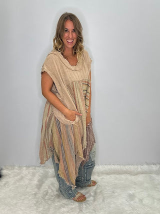 Jaded Gypsy Cloud Dancer Tunic Top - Stripe