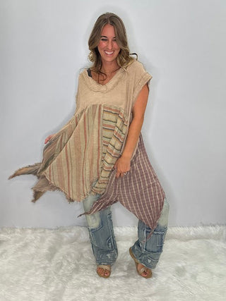 Jaded Gypsy Cloud Dancer Tunic Top - Stripe