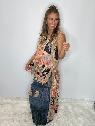 Jaded Gypsy | Ruffle Up High-Lo Cotton Top - Floral Dreams - Reversible
