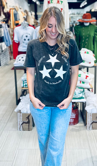 Made in Nashville Three Star Graphic Tee - White Lily Boutique