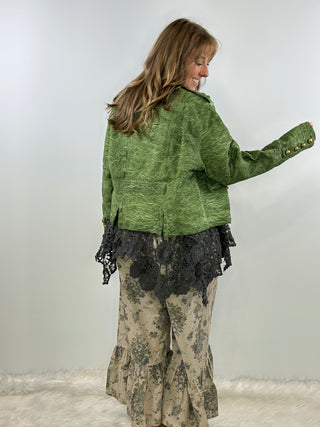 Jaded Gypsy Wandering Soul: Reversible Olive Damask Jacket