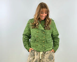 Jaded Gypsy Wandering Soul: Reversible Olive Damask Jacket