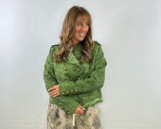 Jaded Gypsy Wandering Soul: Reversible Olive Damask Jacket