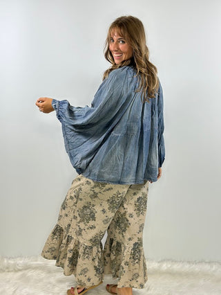 Willow Sky Artisanal Chambray Top | Jaded Gypsy Luxury