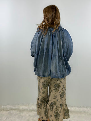 Willow Sky Artisanal Chambray Top | Jaded Gypsy Luxury