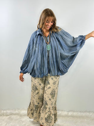 Willow Sky Artisanal Chambray Top | Jaded Gypsy Luxury